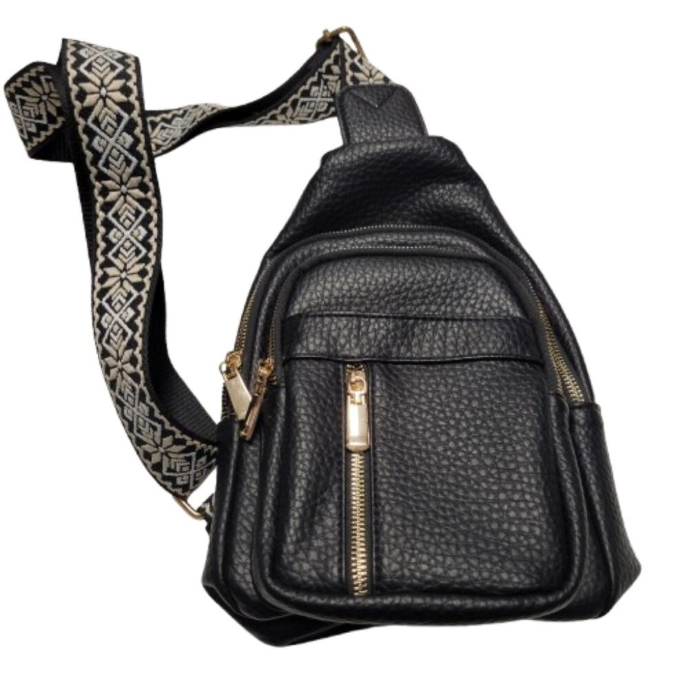 Womens Black Crossbody Bag, Chest Bag, Travel Bag